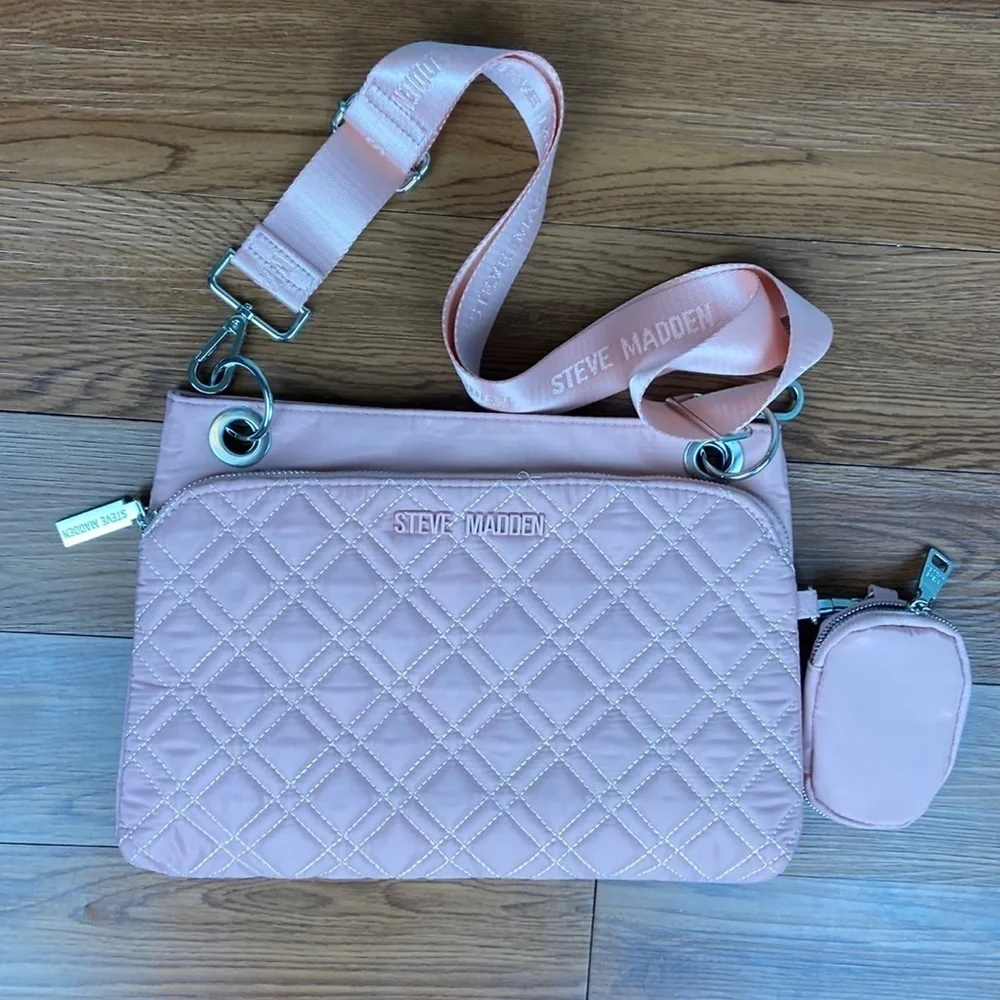 Steve Madden Java Quilted Cross Body Bag in Blush Crossbody